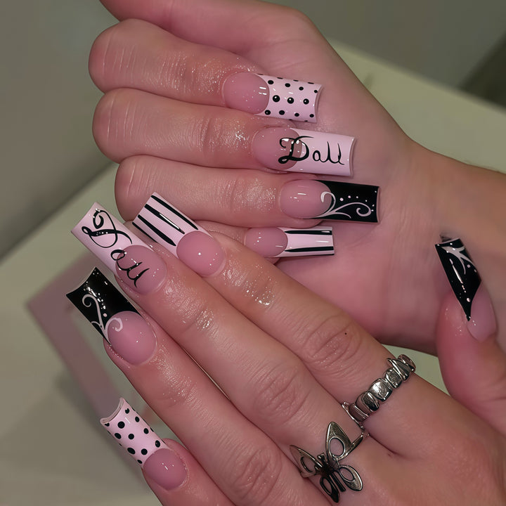 Decorative Long Press-On Nail Art Tips Bowlift