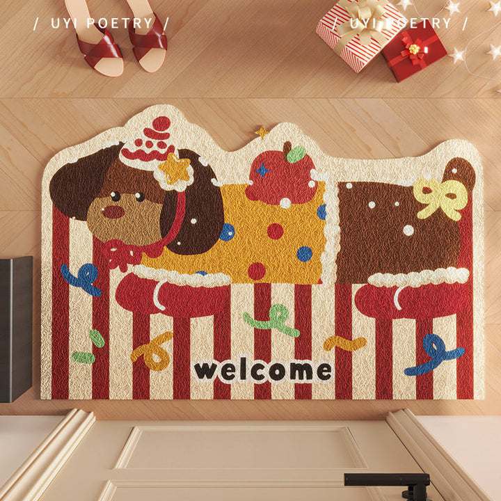 Whimsical Dog-Themed Welcome Mat