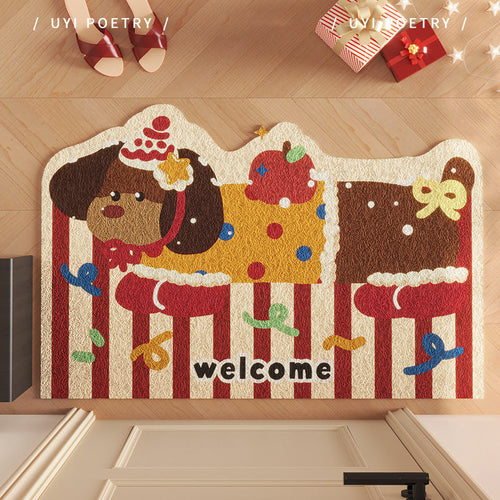 Whimsical Dog-Themed Welcome Mat