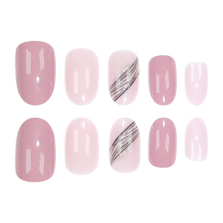 Elegant Long Almond-Shaped Press-On Nails with Gold Accents Bowlift