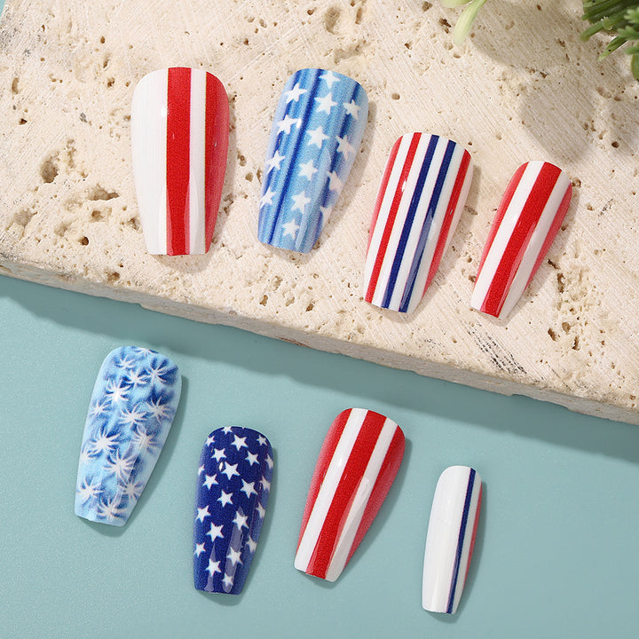 Artificial nails with patriotic designs Bowlift
