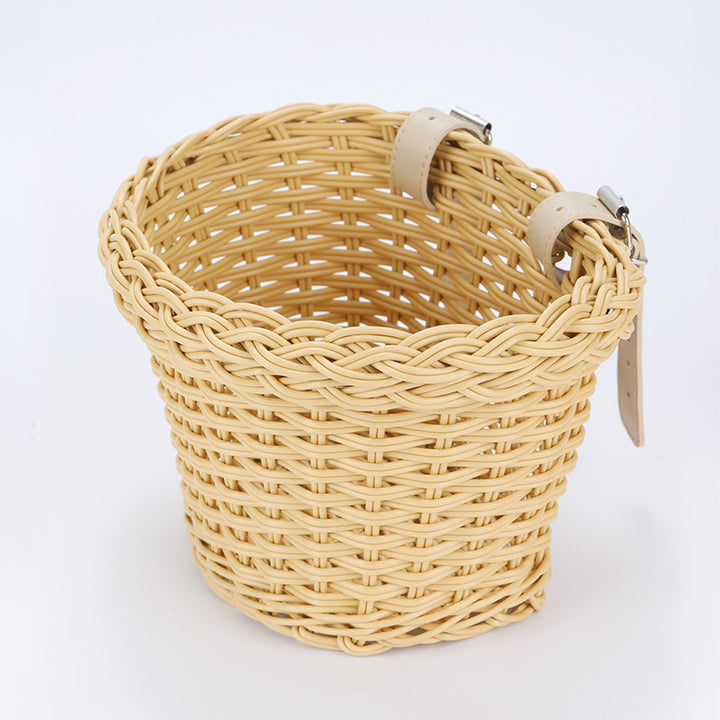 Woven Storage Basket with Vegan Leather Handles Bowlift