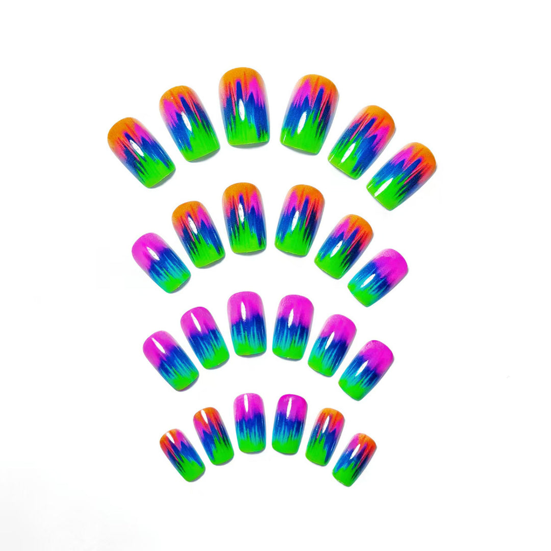 Creative Nail Art in Modern Neon Gradient Design Bowlift