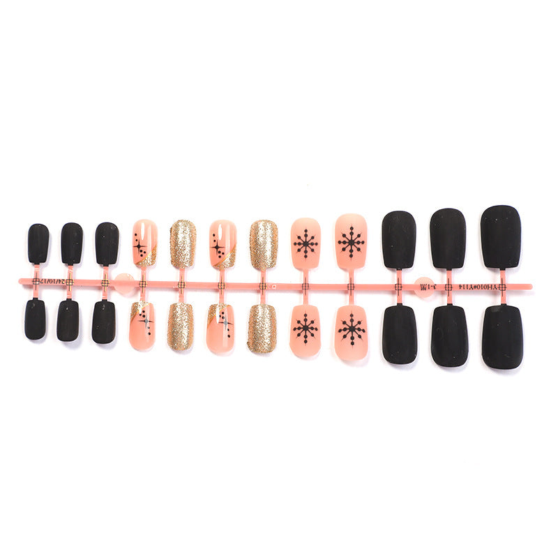 Decorative Snowflake and Glitter Press-On Nail Set Bowlift