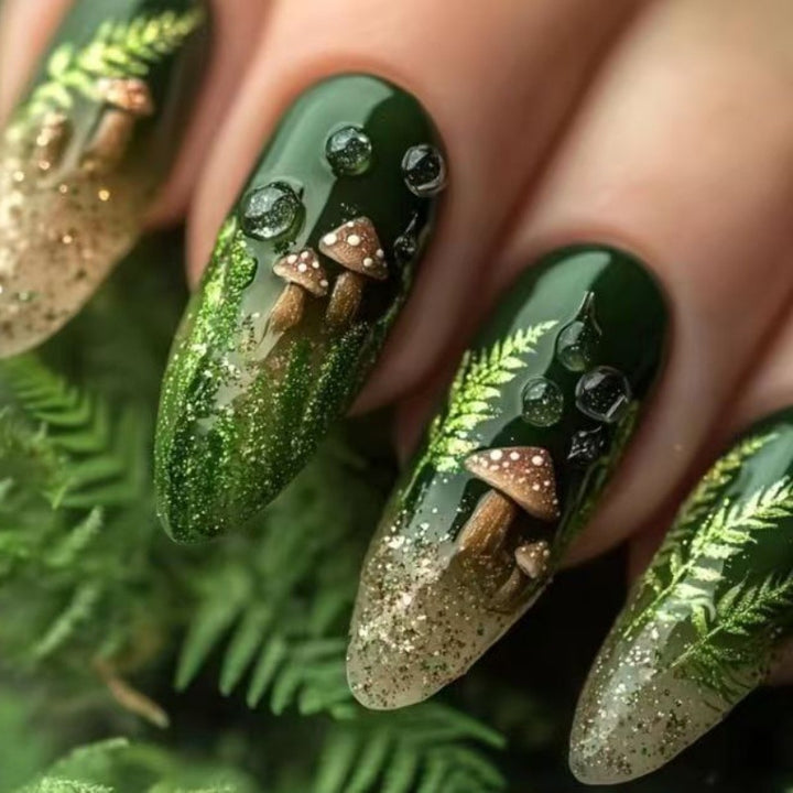 Elegant artificial nails with botanical design Bowlift