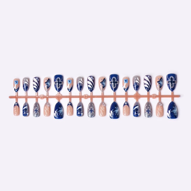 Artistic Floral Press-On Nail Tips Set Bowlift