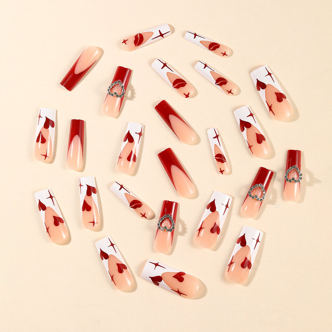 Heart-Design Acrylic Nail Art Extensions Bowlift