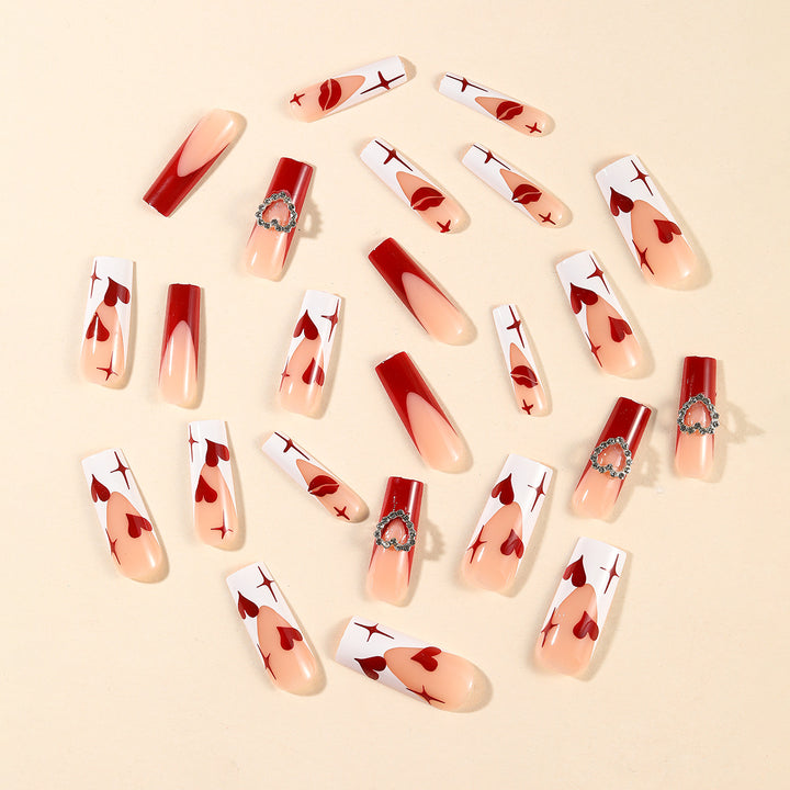 Heart-Design Acrylic Nail Art Extensions Bowlift