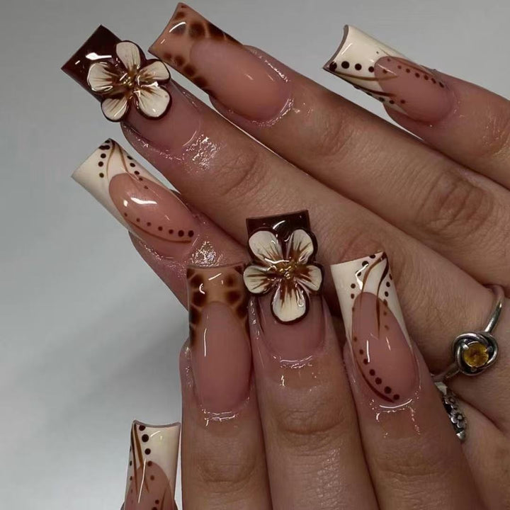 Artistic Floral Themed Acrylic Nail Set Bowlift