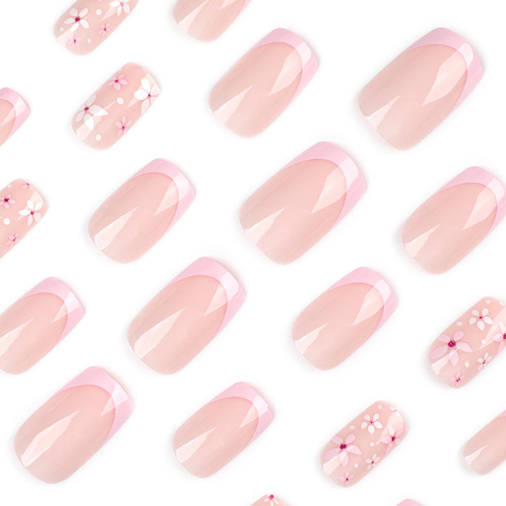 Artful Nail Extensions with Floral Designs Bowlift