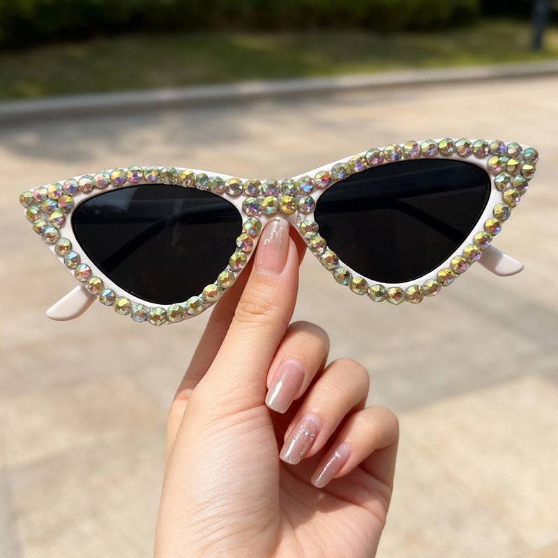 Glamorous Rhinestone-Accented Cat-Eye Sunglasses Bowlift