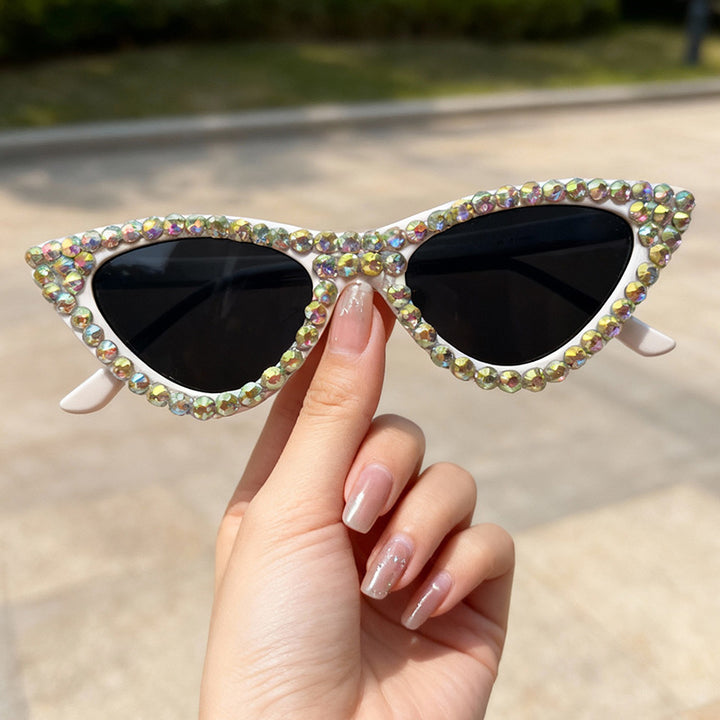 Glamorous Rhinestone-Accented Cat-Eye Sunglasses Bowlift