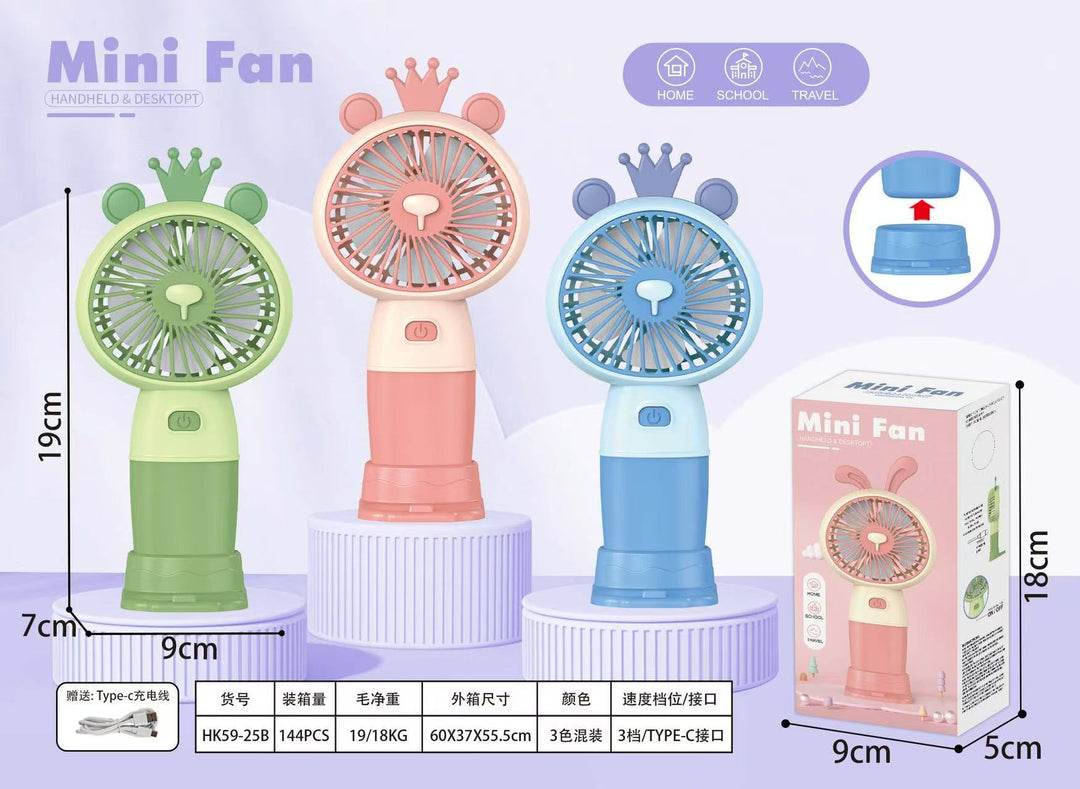 Unisex Handheld Fan with flexible design and integrated USB charging function Bowlift