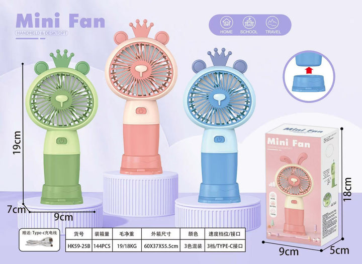 Unisex Handheld Fan with flexible design and integrated USB charging function Bowlift