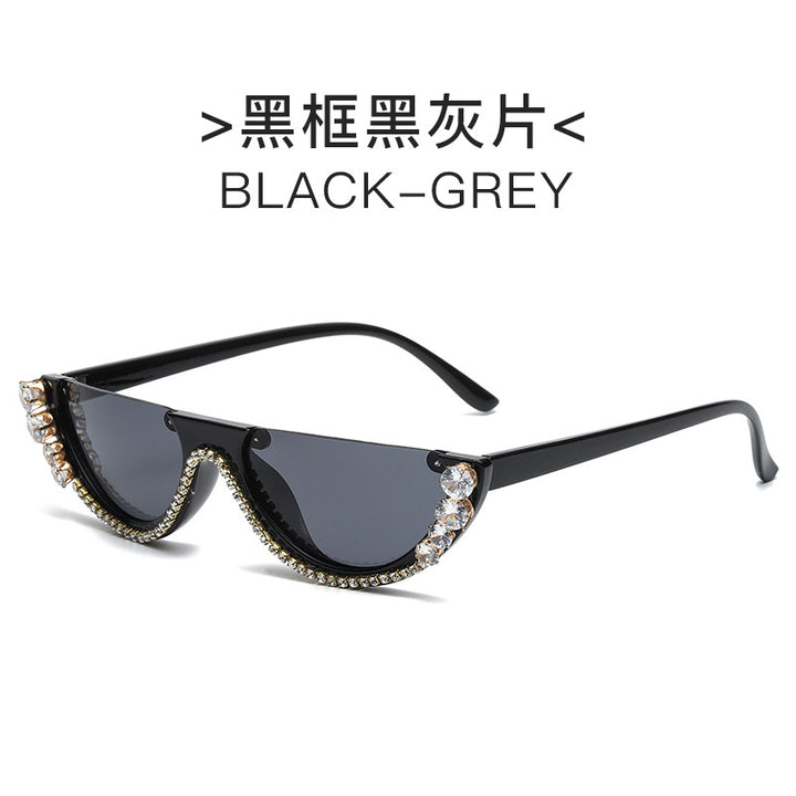Ladies Cat-Eye Sunglasses with Sparkling Rhinestone Embellishments Bowlift