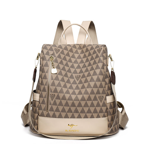 Geometric Patterned Multi-Pocket Backpack