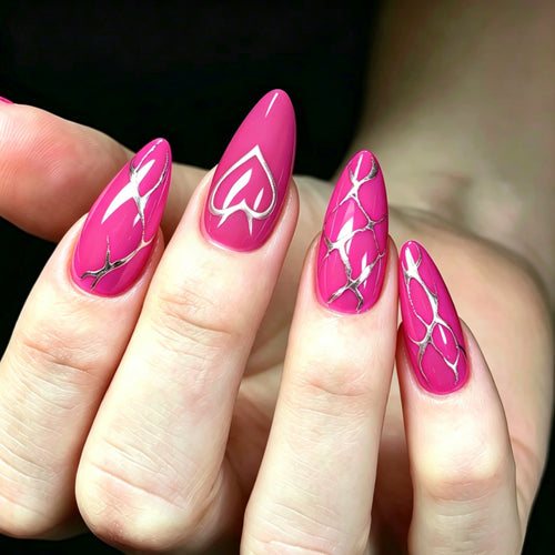 Artificial nails with stylish heart decorations Bowlift