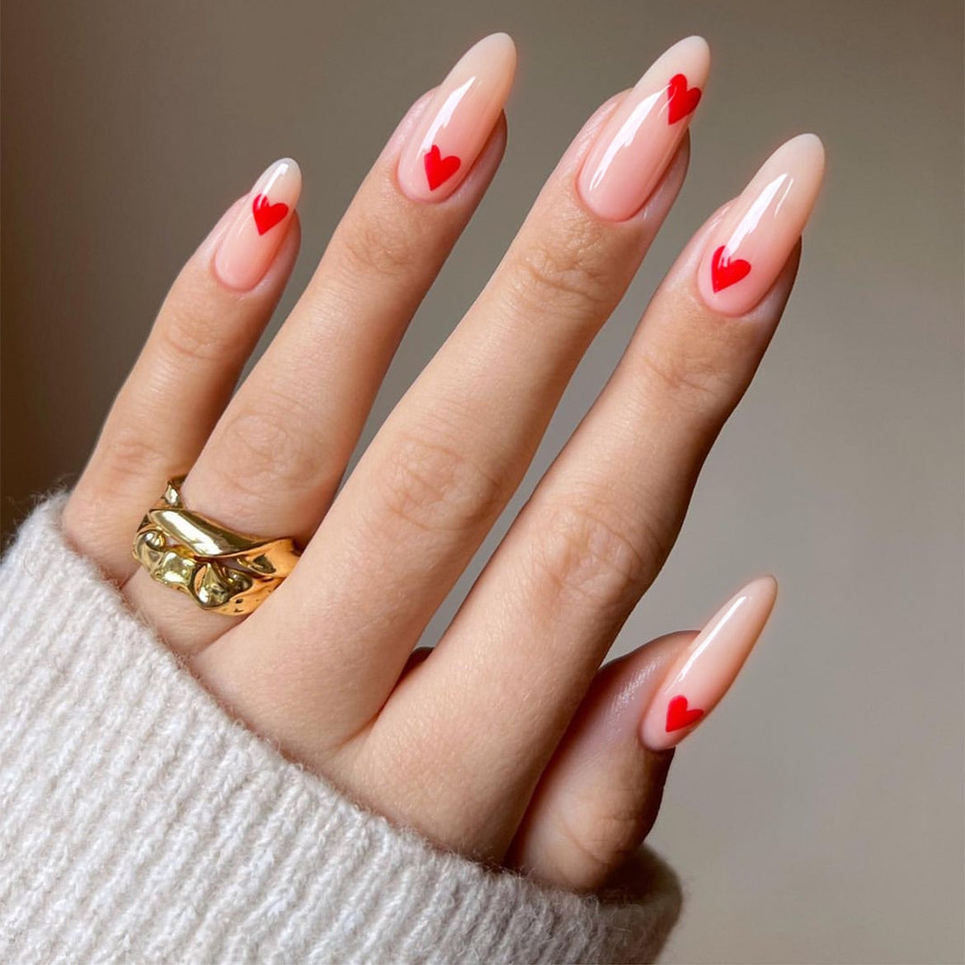 Heart-Embellished Press-On Nail Set Bowlift