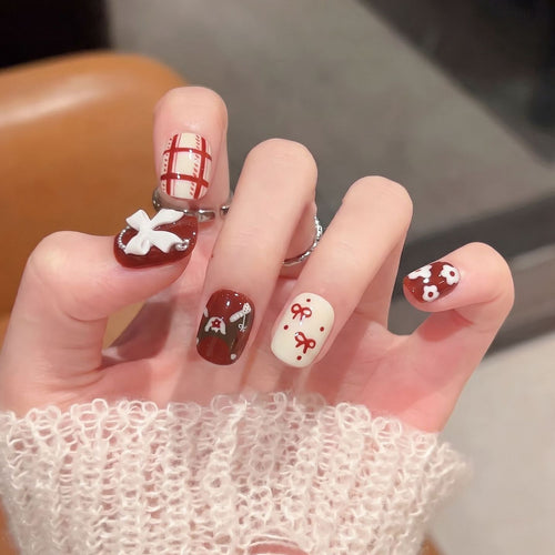 Decorative Press-On Nail Art Set with Unique Patterns Bowlift