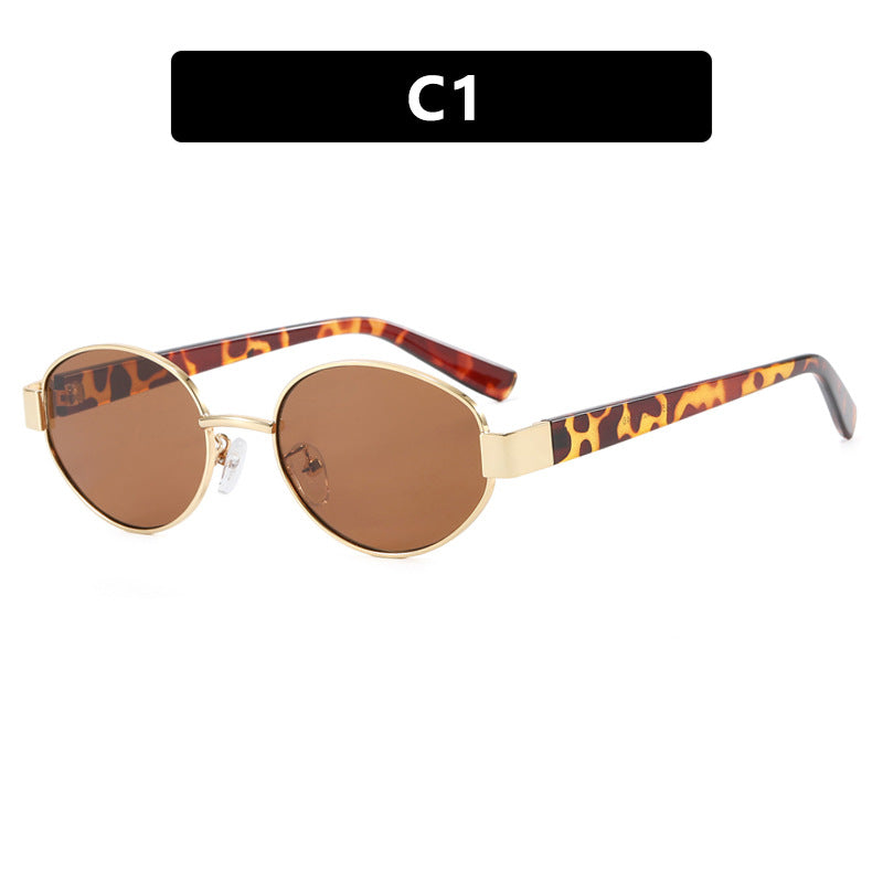 Ladies fashionable sunglasses with exclusive leopard print and elegant metal frame Bowlift