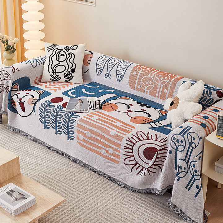 Cozy Cartoon-Themed Sofa Throw Blanket