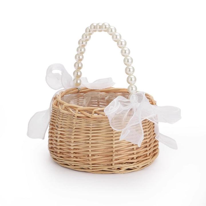 Ladies flower basket with elegant pearl decoration Bowlift