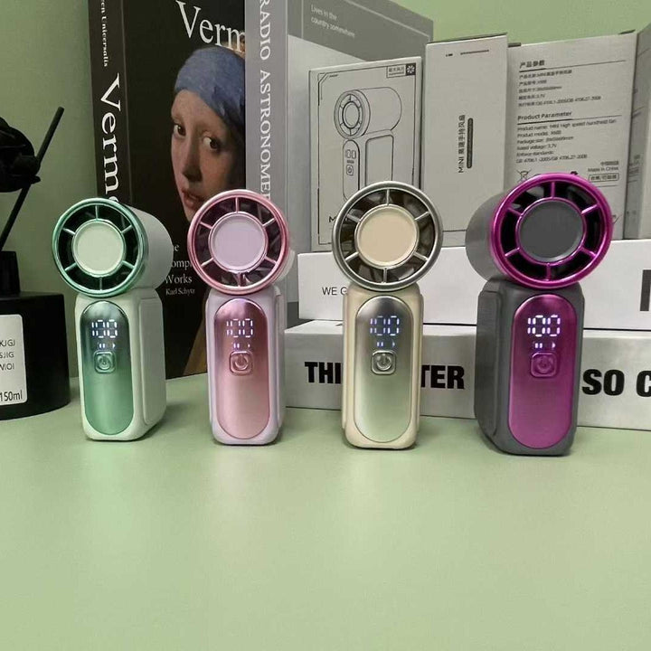 Cooling portable rechargeable handheld bladeless mini fan with digital LED display Bowlift