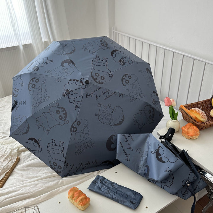 Women's Automatic Umbrella with Creative Comic Design Bowlift