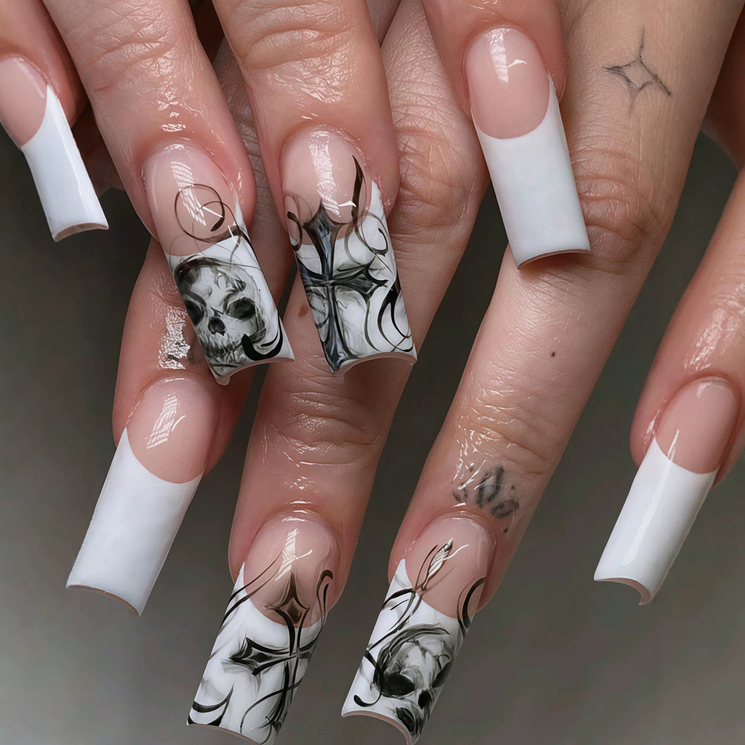 Artistic Skull Nail Art Tips Bowlift