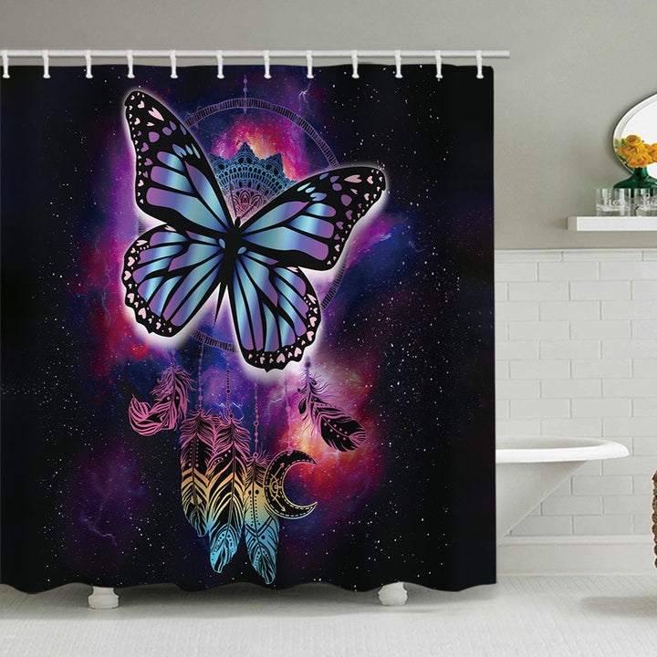 Butterfly-Inspired Floral Shower Curtain Bowlift