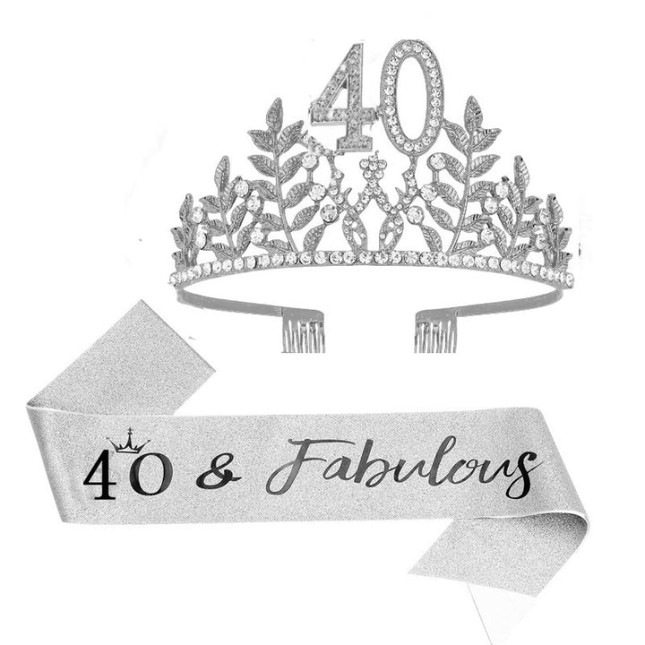 Women's Glamorous Birthday Crown with Shining Rhinestones Bowlift