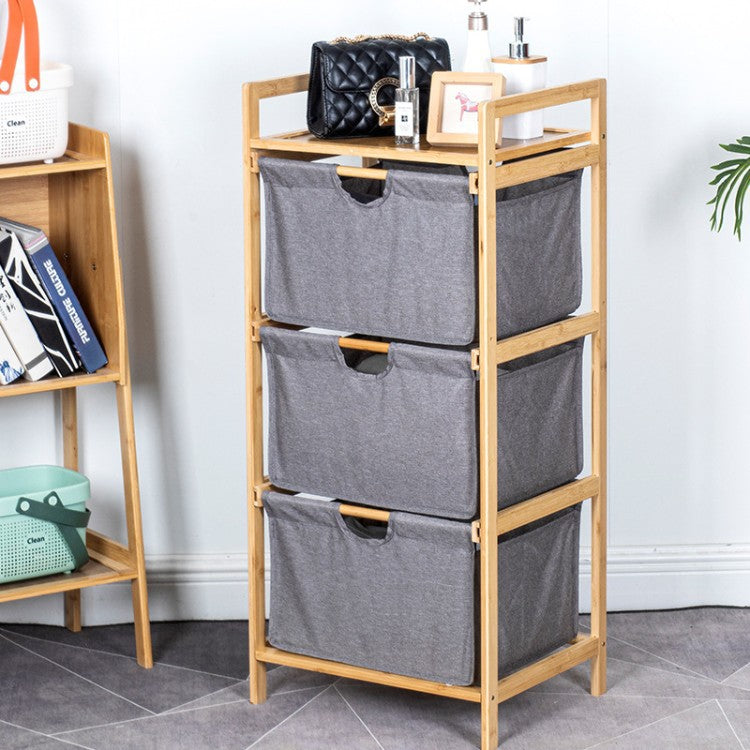 Laundry basket with bamboo frame and fabric insert Bowlift