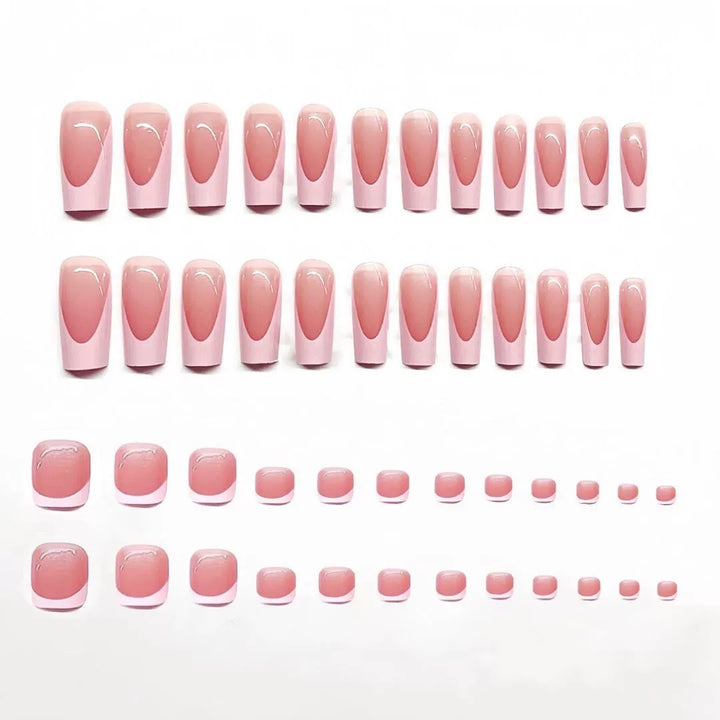 Elegant French Tip Press-On Nail Set Bowlift