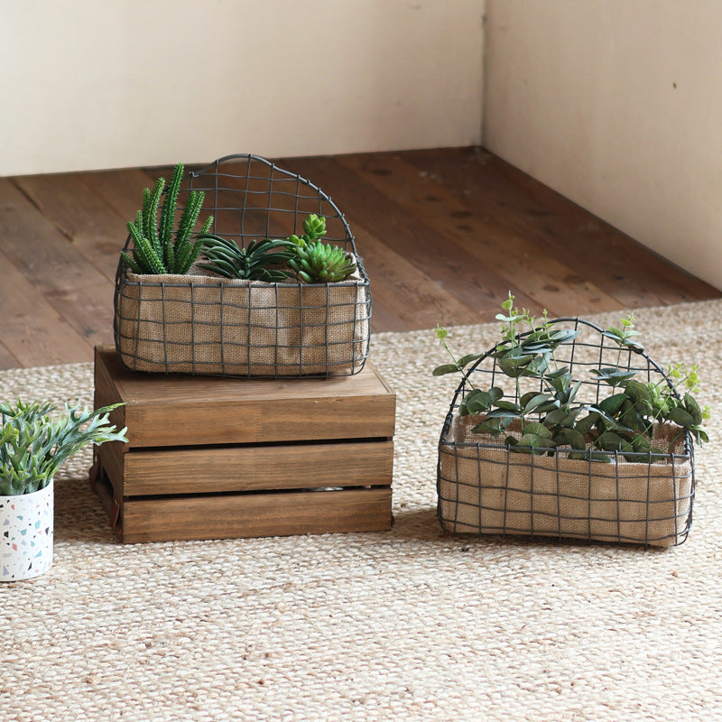 Decorative wire basket with jute bag Bowlift