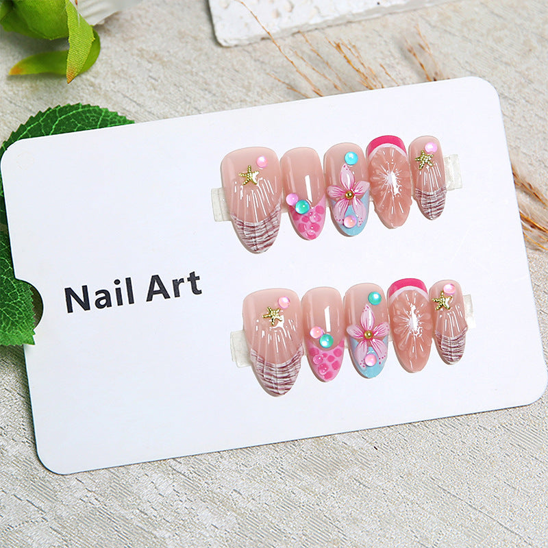 Artificial nails with colorful decorations Bowlift
