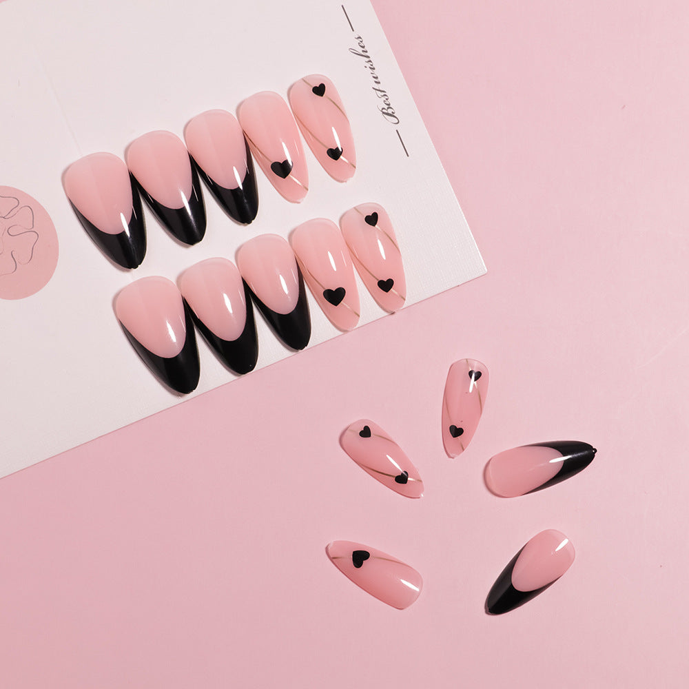 Elegant Heart-Accented Press-On Nail Set Bowlift