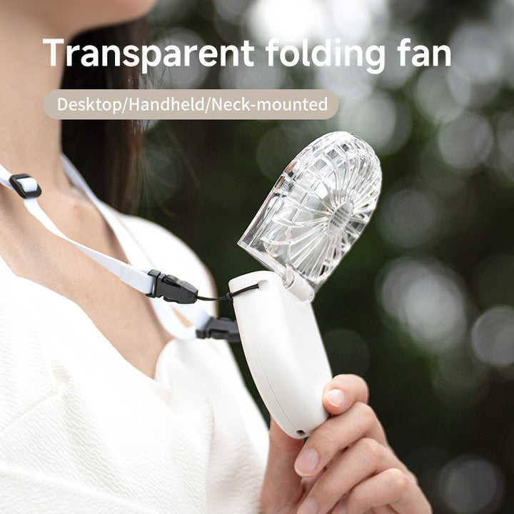 Unisex Portable Rechargeable Handheld Fan with LED Mirror Bowlift