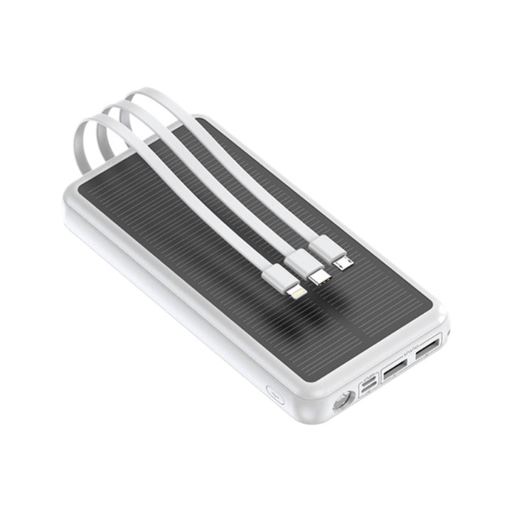 Solar Powerbank with Integrated Charging Cables Bowlift