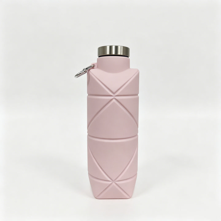 Collapsible Silicone Travel Water Bottle with Stainless Cap and Carabiner Bowlift