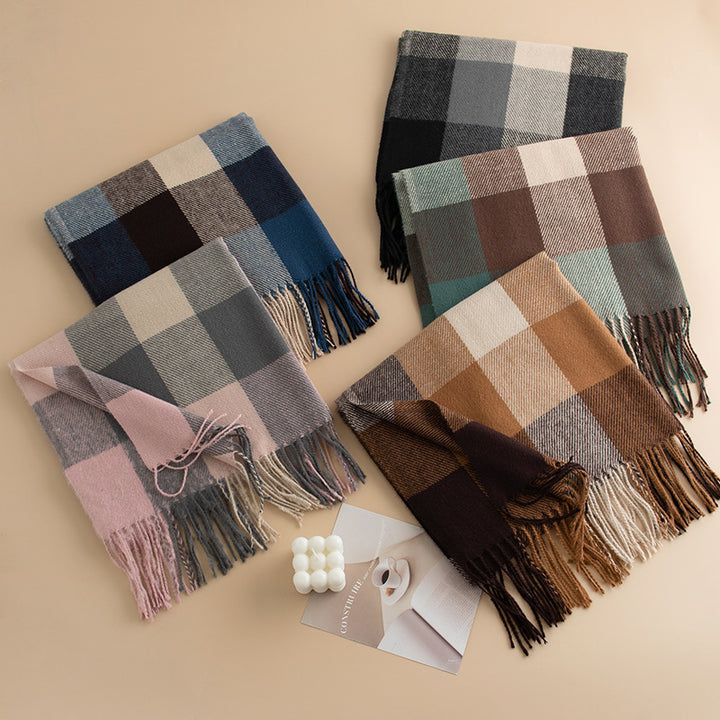 Women Checked Wool Coat Bowlift