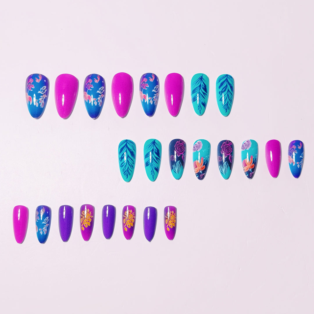 Artistic Floral Stiletto Nail Art Bowlift