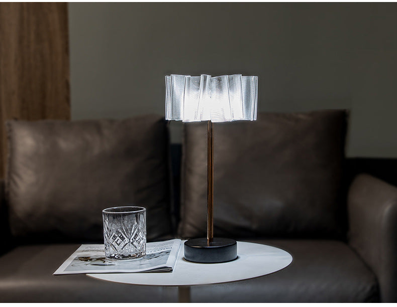 Pleated Full-Aluminum Rechargeable Table Lamp