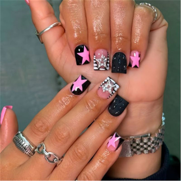 Artistic Press-On Nail Set with Premium Embellishments Bowlift