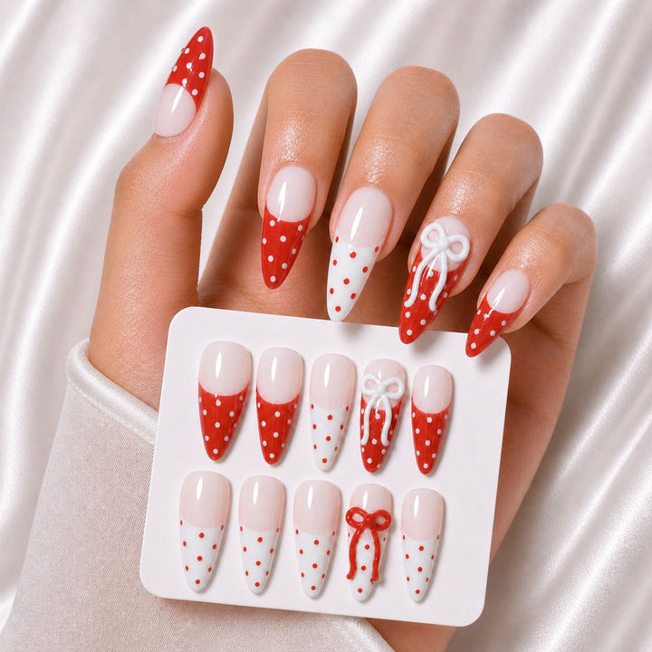 Premium Artistic Polka Dot Press-On Nail Set Bowlift