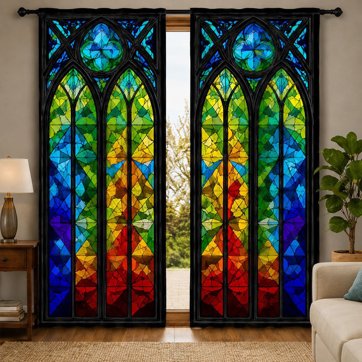Stained Glass Inspired Decorative Window Curtains