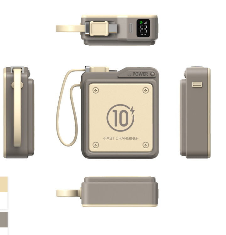 Compact fast charging power bank with digital charge level display Bowlift