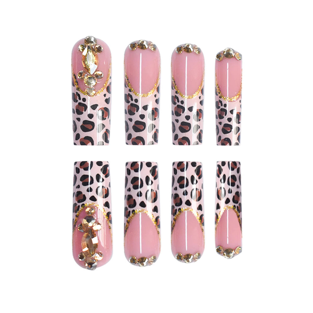 Luxury Leopard Print Press-On Nail Extensions Bowlift