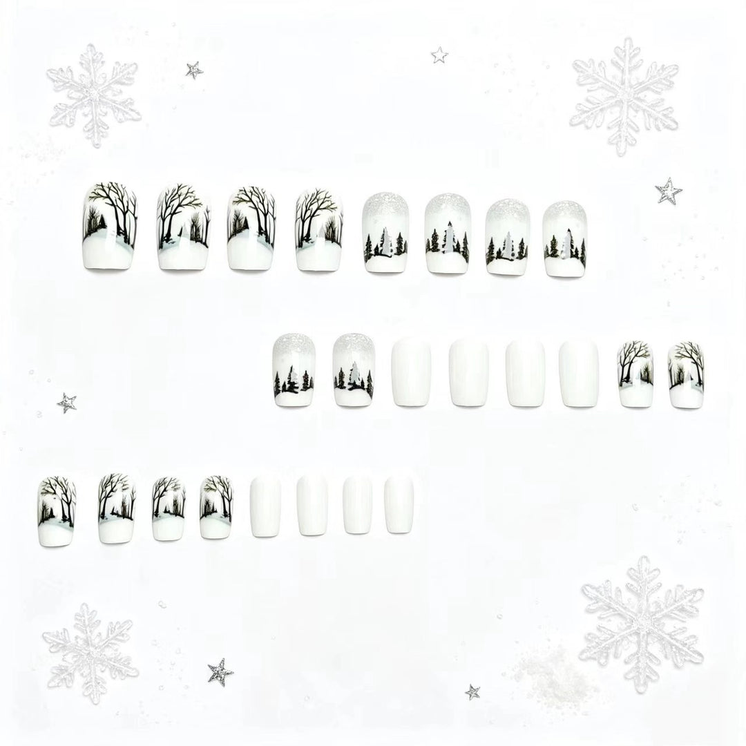 Artistic Winter Landscape Nail Art Bowlift