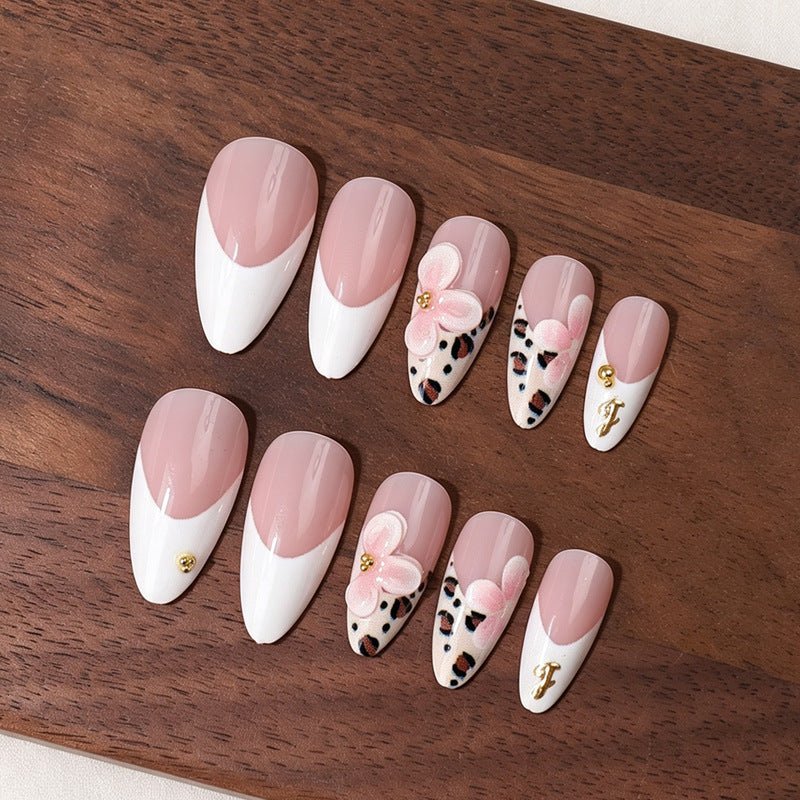 Elegant Floral Acrylic Press-On Nail Set Bowlift