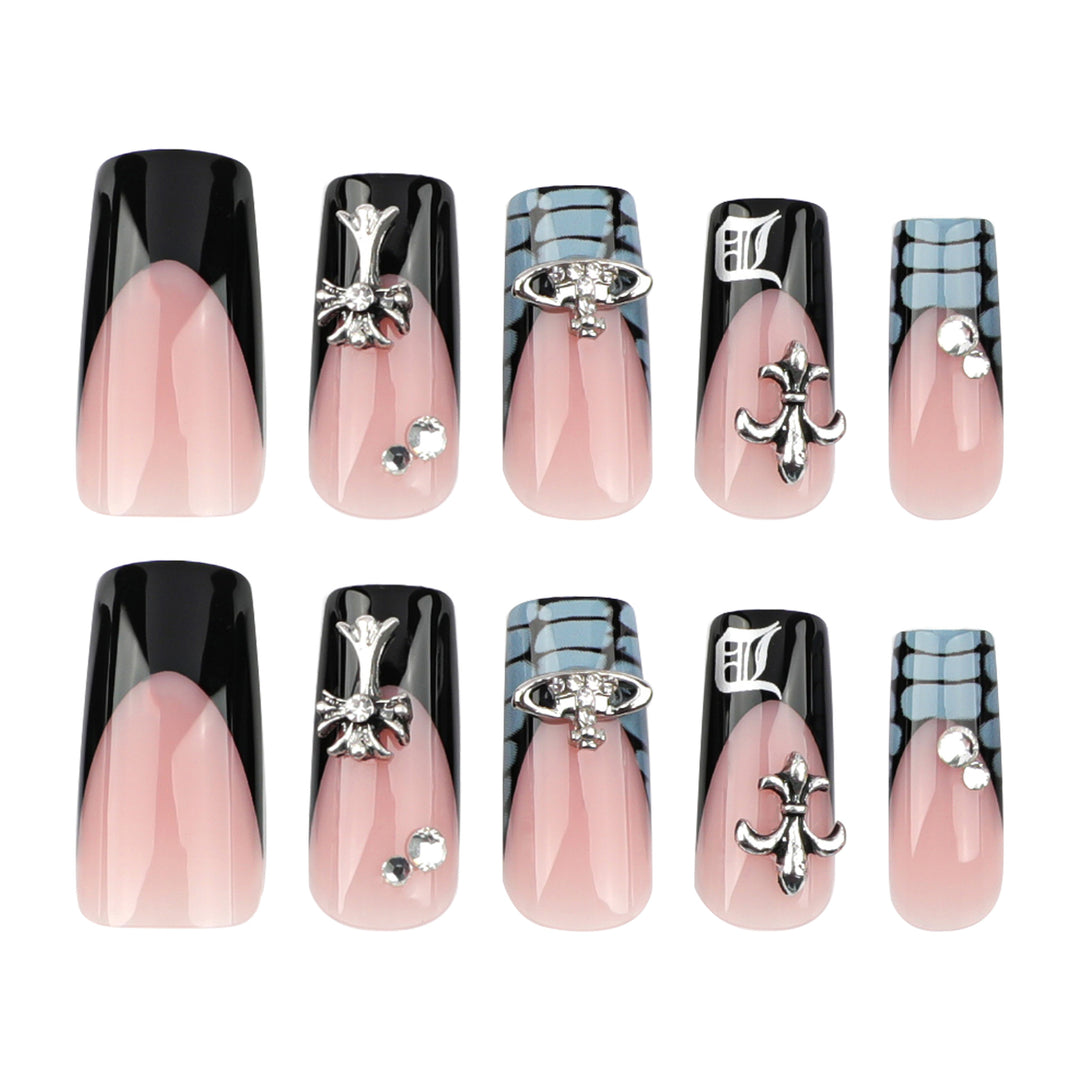 Artistic Nail Extensions with Decorative Design Bowlift